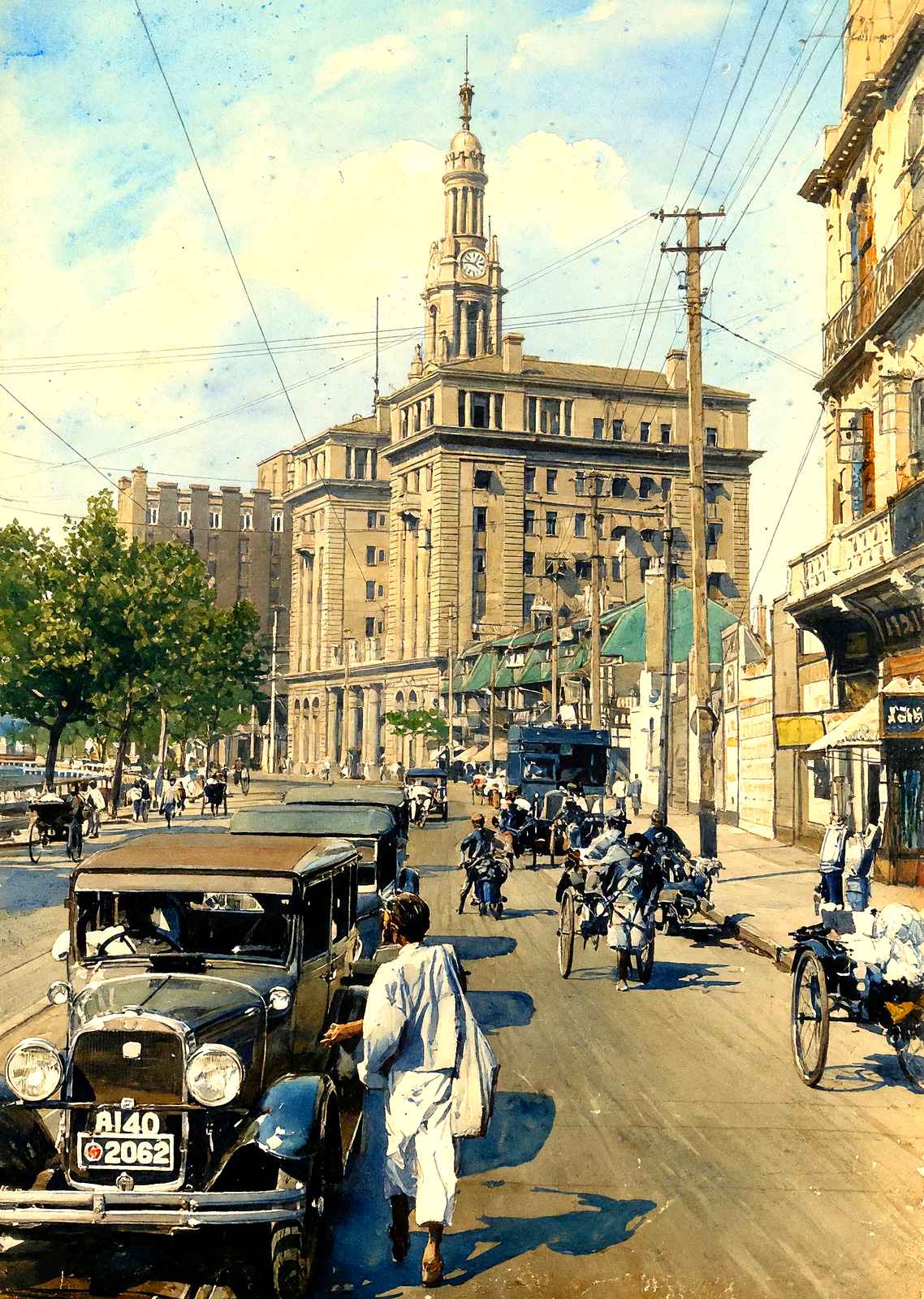 Bubbling Well Road & C.U.A., Shanghai art print
