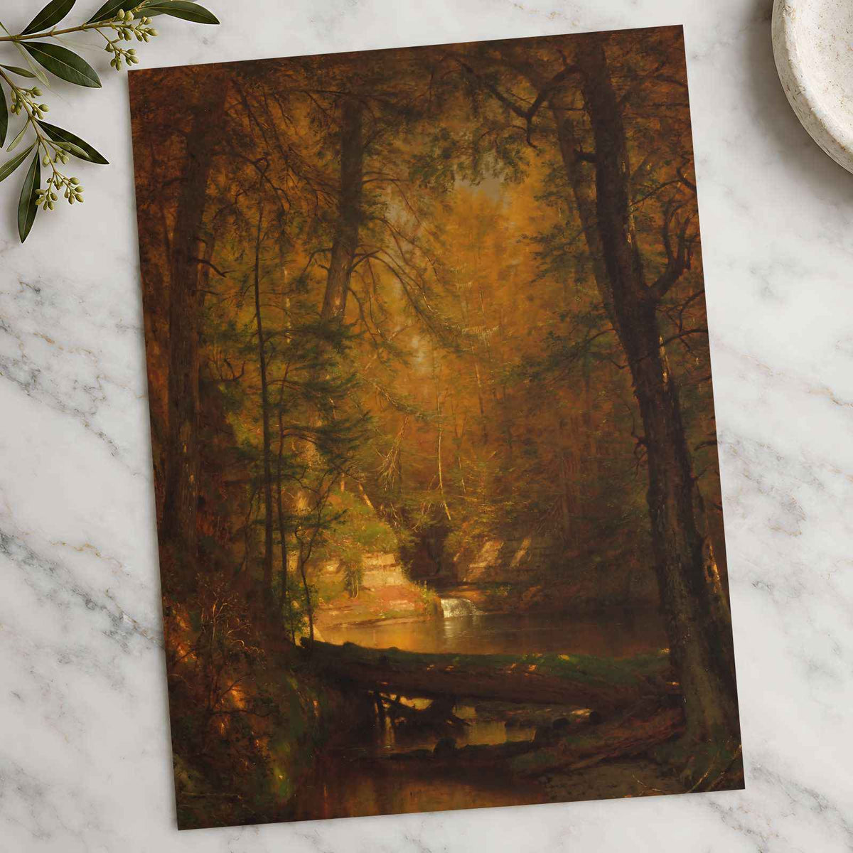 The Trout Pool fine art print by Worthington Whittredge (1870)