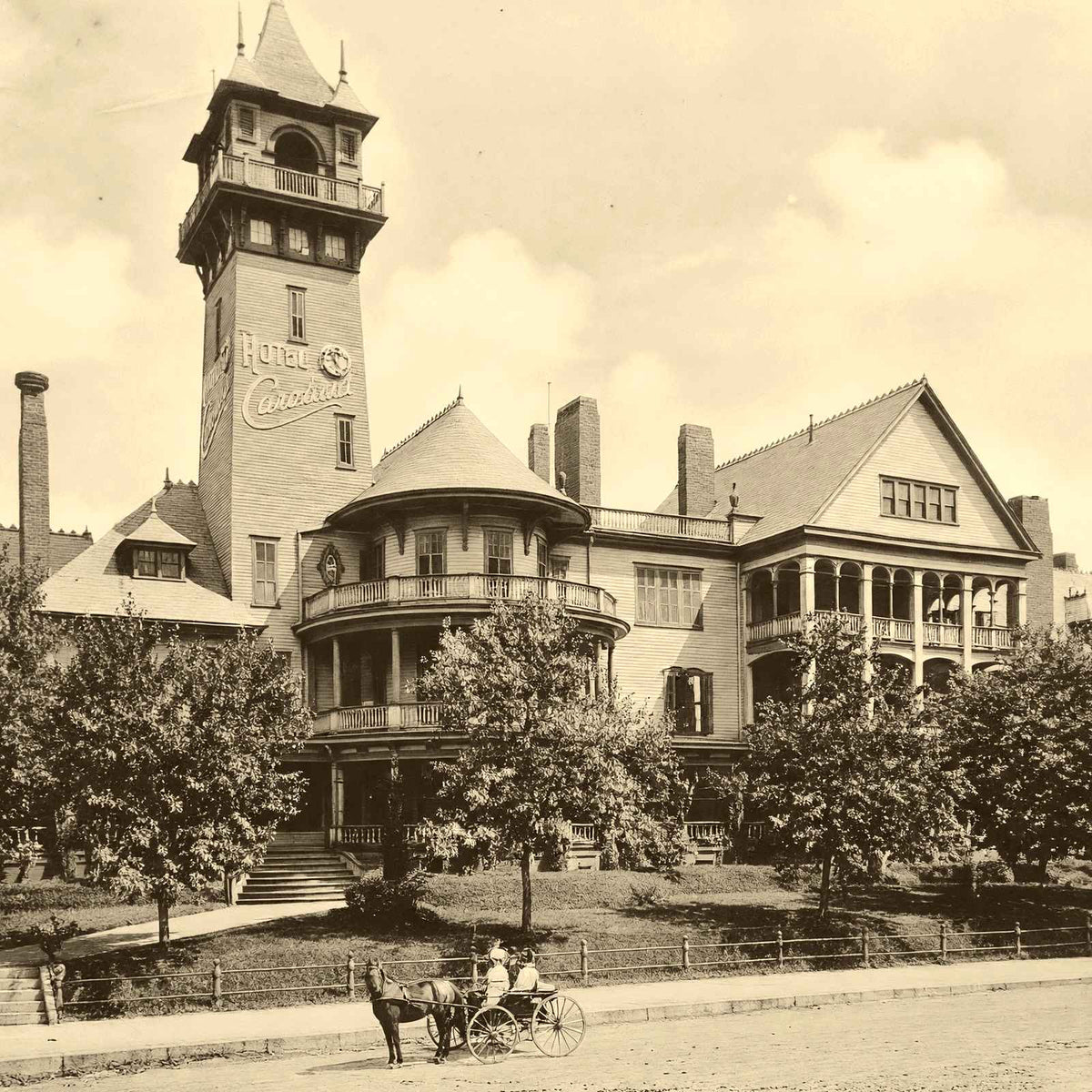 Historic Hotel Carrolina, Durham NC vintage print