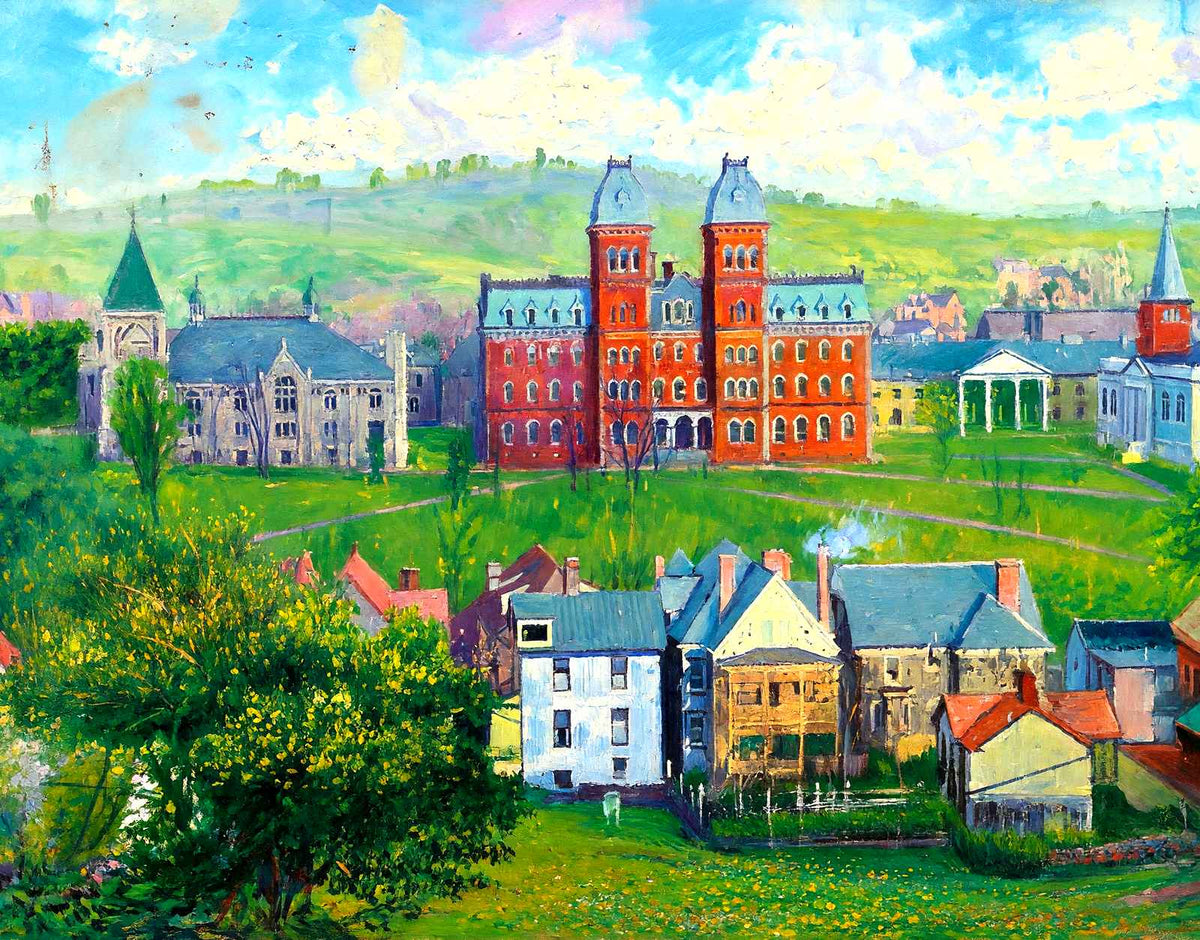 W & J College, Washington, PA in 1909 painting