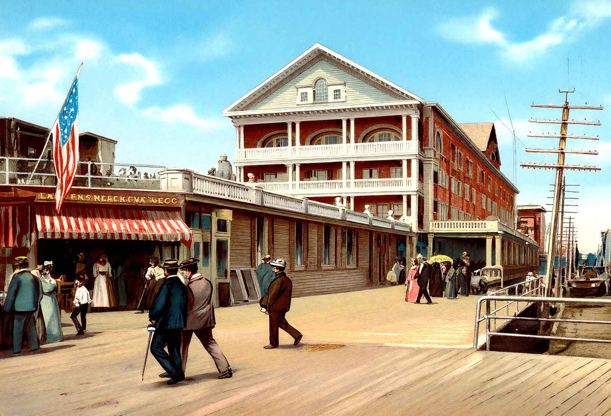 Hotel Luray from Boardwalk, Atlantic City, NJ vintage print