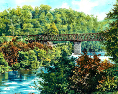 Caney Fork River, Southern Railroad, TN 1908 art print