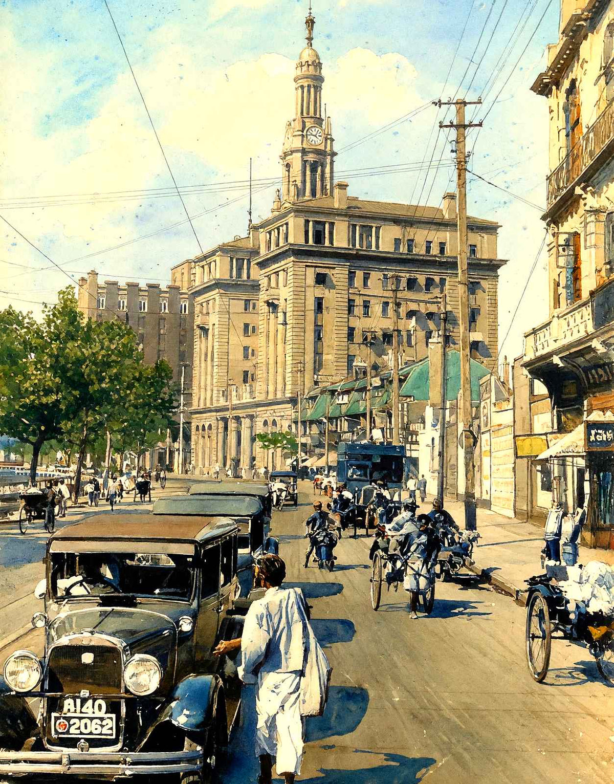 Bubbling Well Road & C.U.A., Shanghai art print