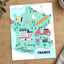 Map of France with Regional Illustrations by Tri wiranto Art Print Wall Decor