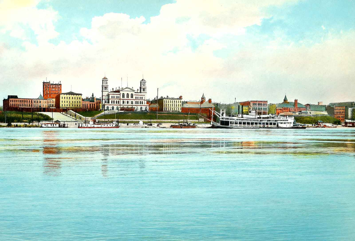 Approaching the Wharf, Memphis, TN in 1905 vintage print