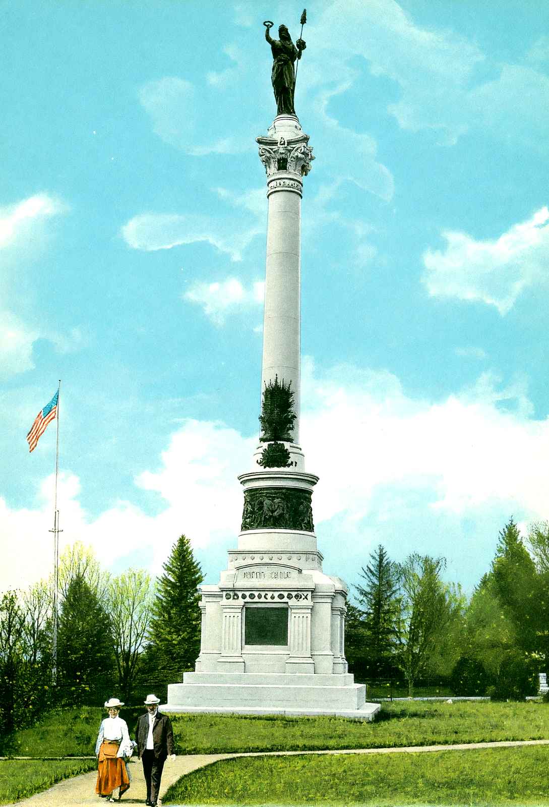 NY State Monument, Gettysburg PA in 1906 vintage print