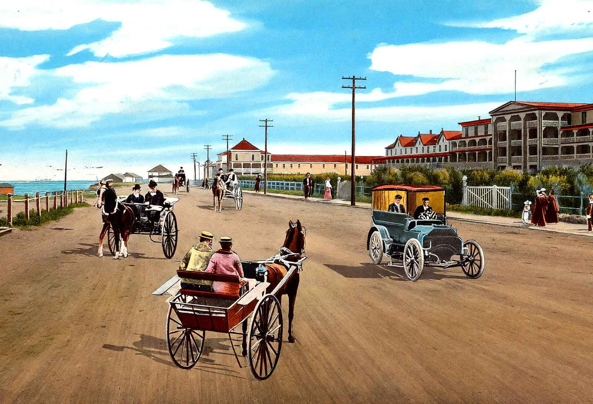 Ocean Avenue Looking West, Long Branch, NJ vintage print