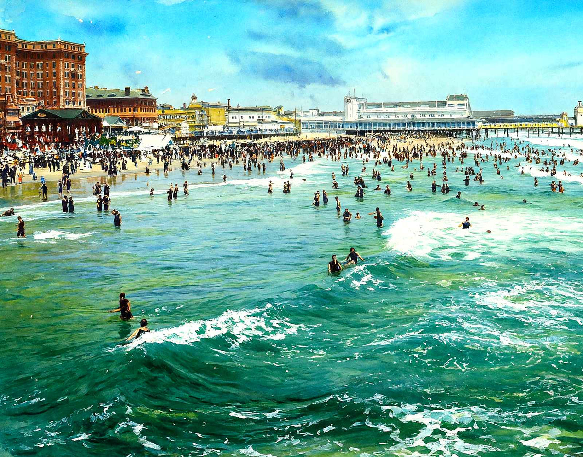 Noon Bathing, Atlantic City, NJ in 1901 art print