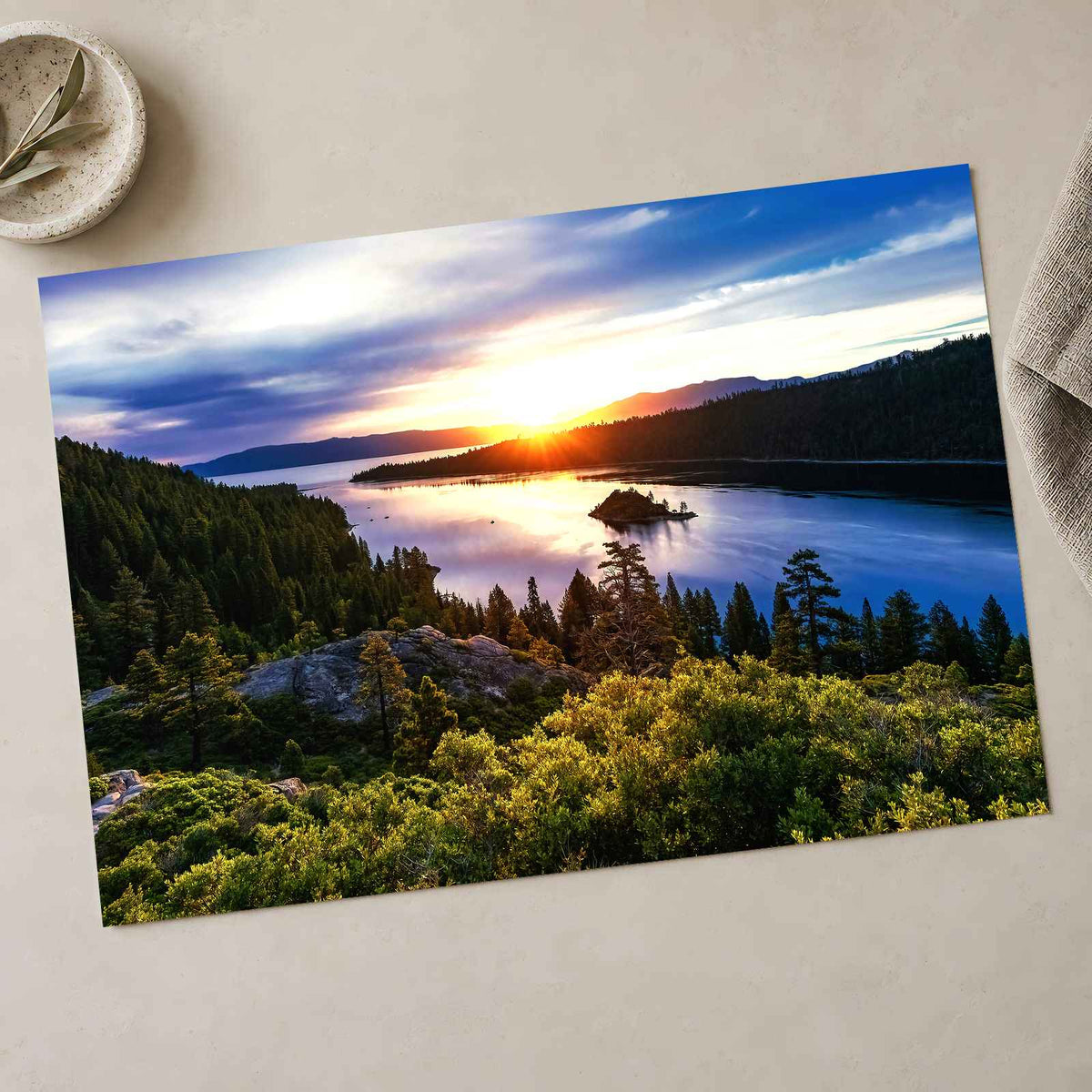 Lake Tahoe Sunset Photo Print Wall Decor