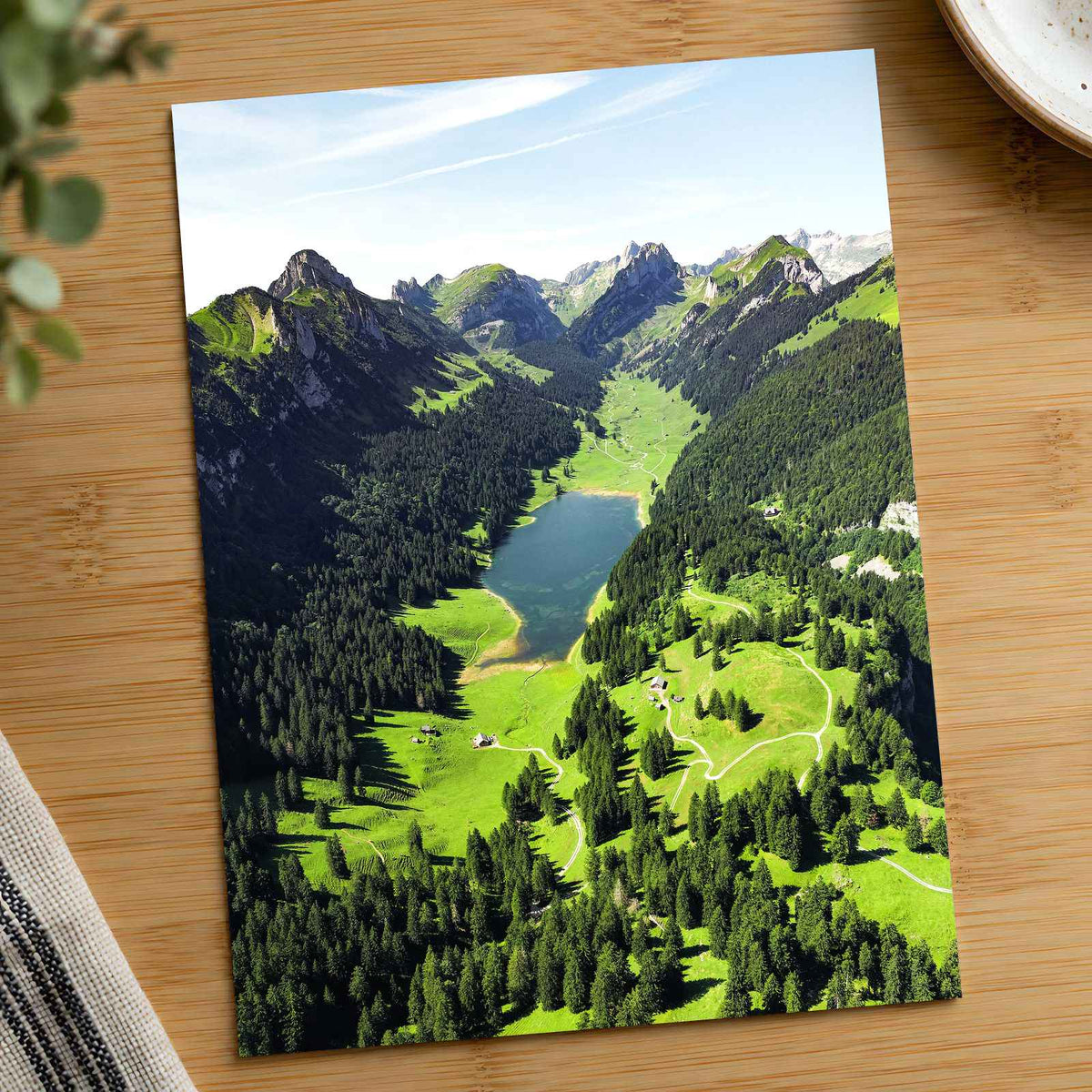 Green Mountain Valley with Lake in Rüte by Ahmed Photo Print Wall Decor
