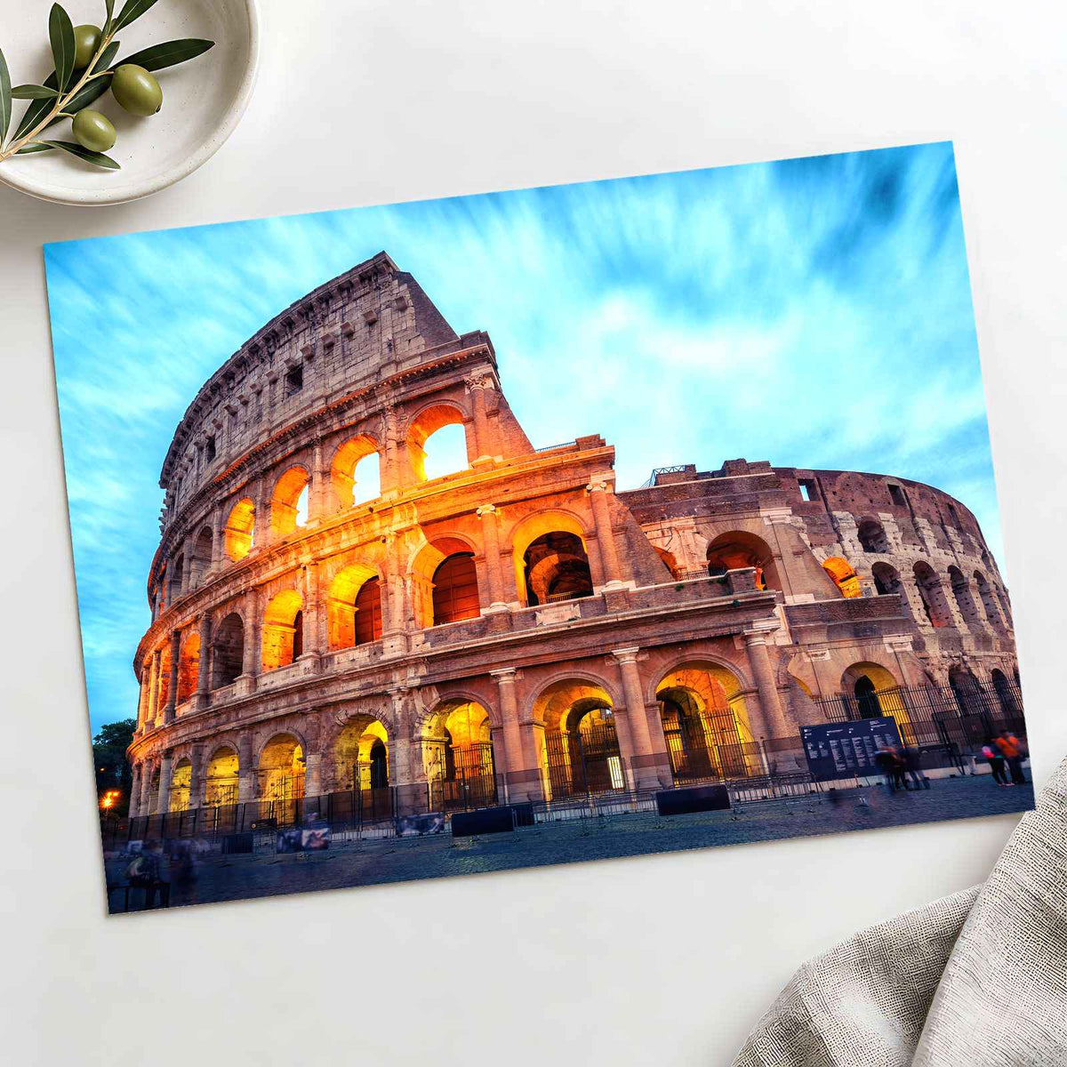 Colosseum in Rome Illuminated at Night Photo Print Wall Decor