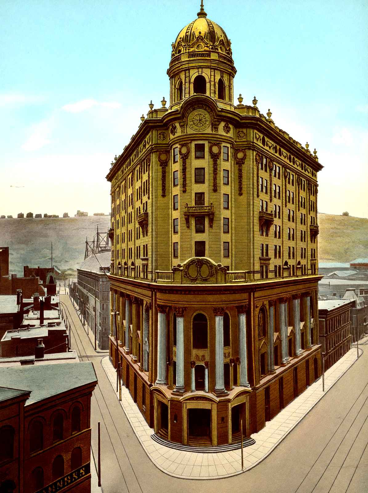 Wabash RR Station, Pittsburgh PA in 1906 vintage print