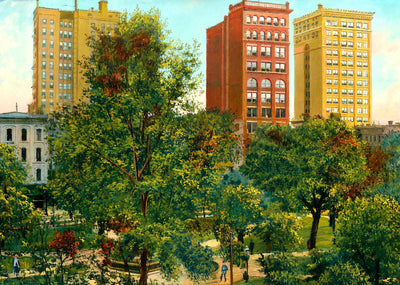Court Square, Memphis, TN in 1905 painting