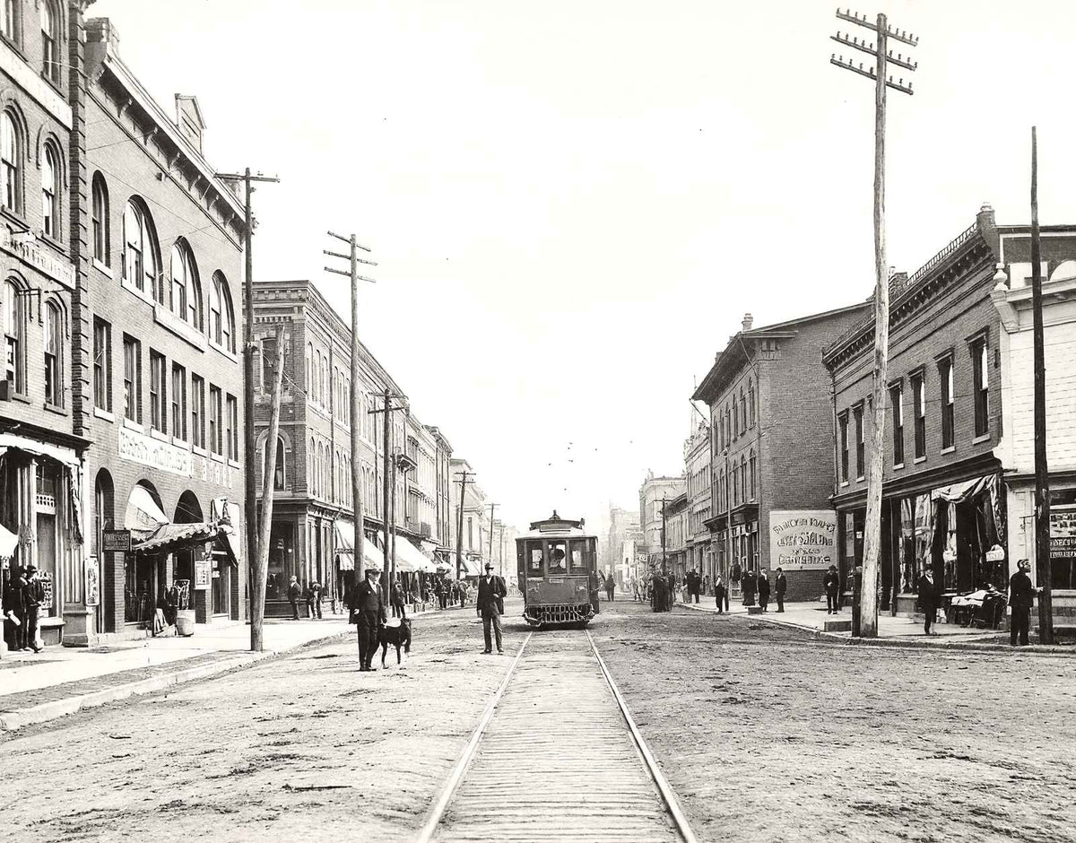 Main Street Looking East, Lock Haven, PA 1905 restored photo print