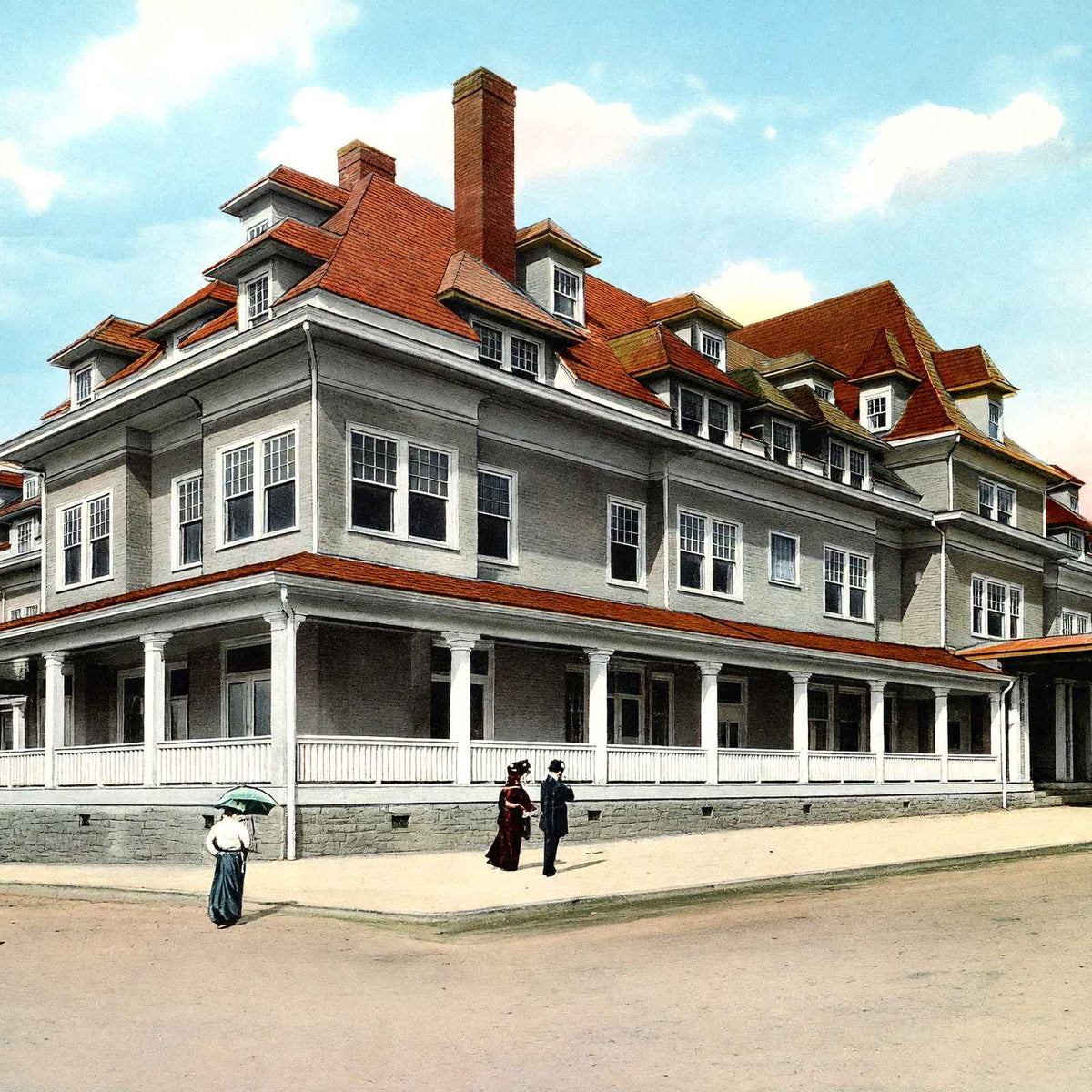 Gates Hotel, Hendersonville, NC in 1907 vintage print