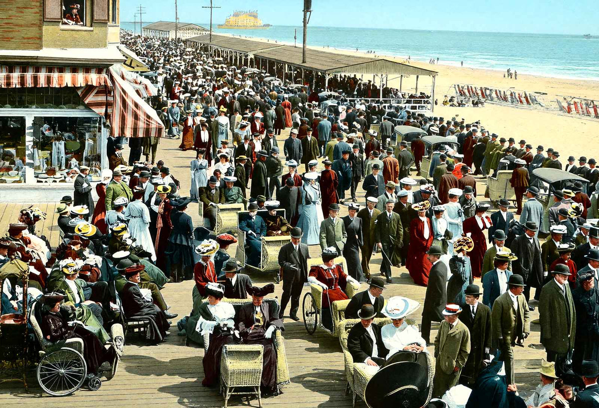 Afternoon on the Boardwalk, Atlantic City, NJ vintage print