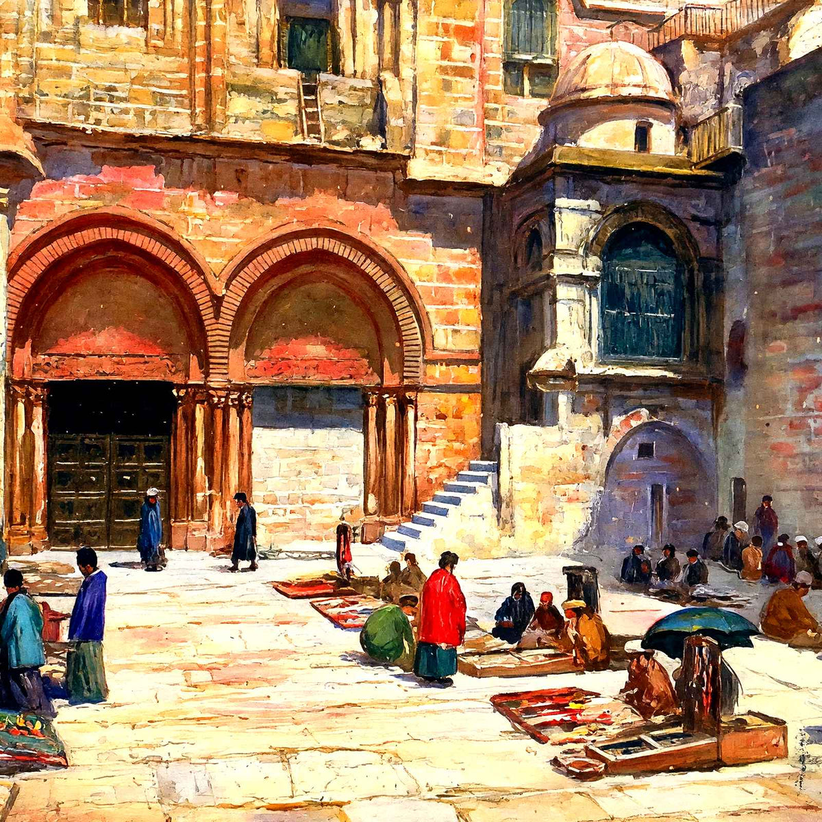 Holy Sepulchre Forecourt, Jerusalem in 1928 art print
