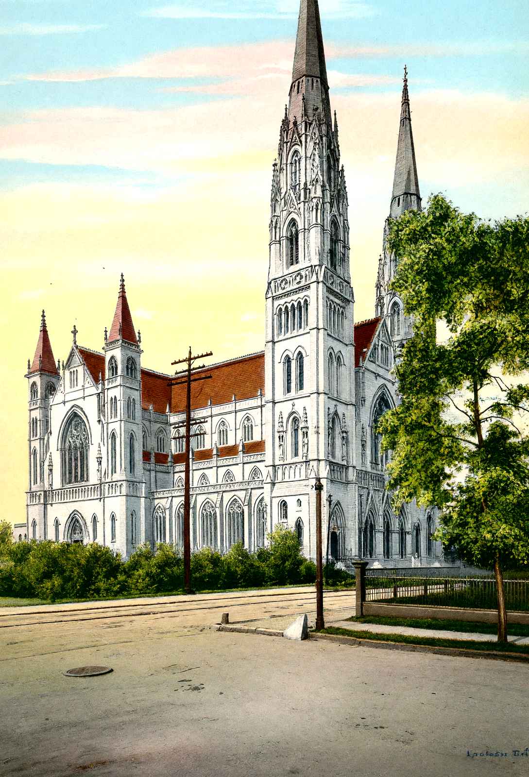 St Pauls Cathedral, Pittsburgh PA in 1906 vintage print