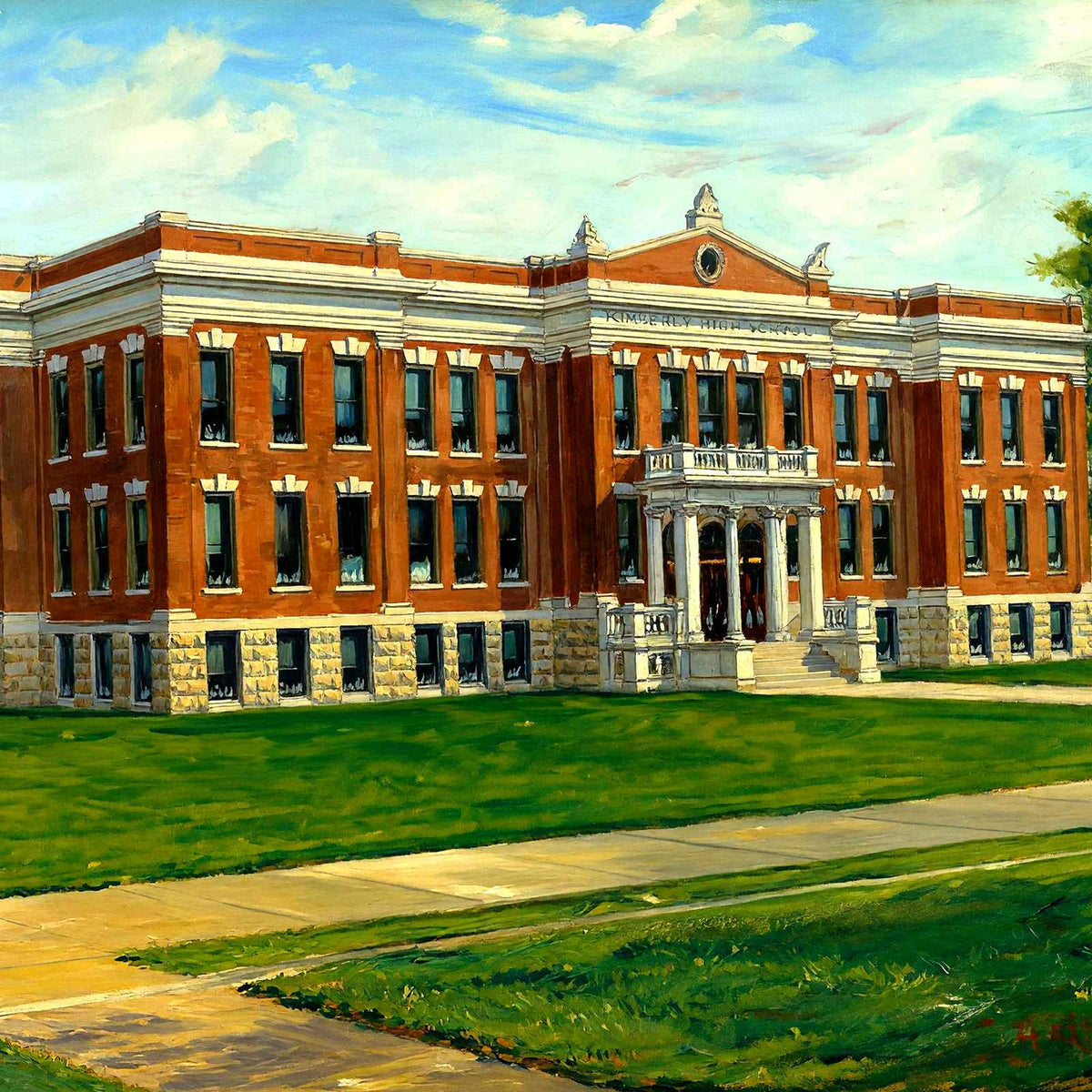Kimberly High School, Neenah, WI in 1905 art print