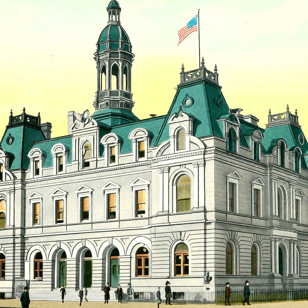US Post Office, Scranton PA in 1907 vintage print