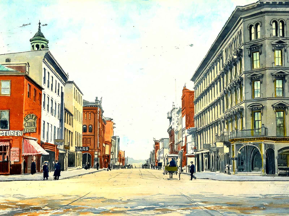 Harrisburg PA Market Street in 1907 art print