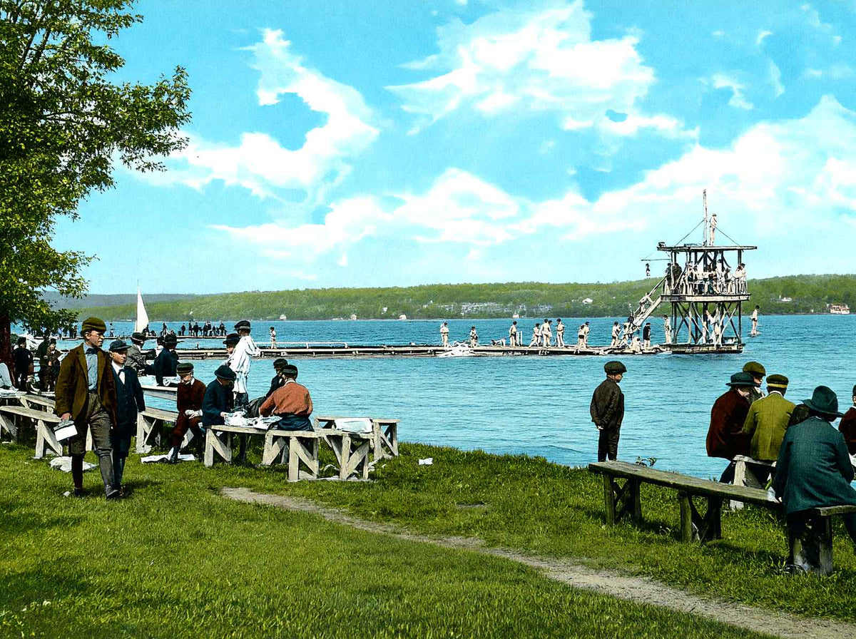 Waukesha Beach, WI in 1906 vintage print