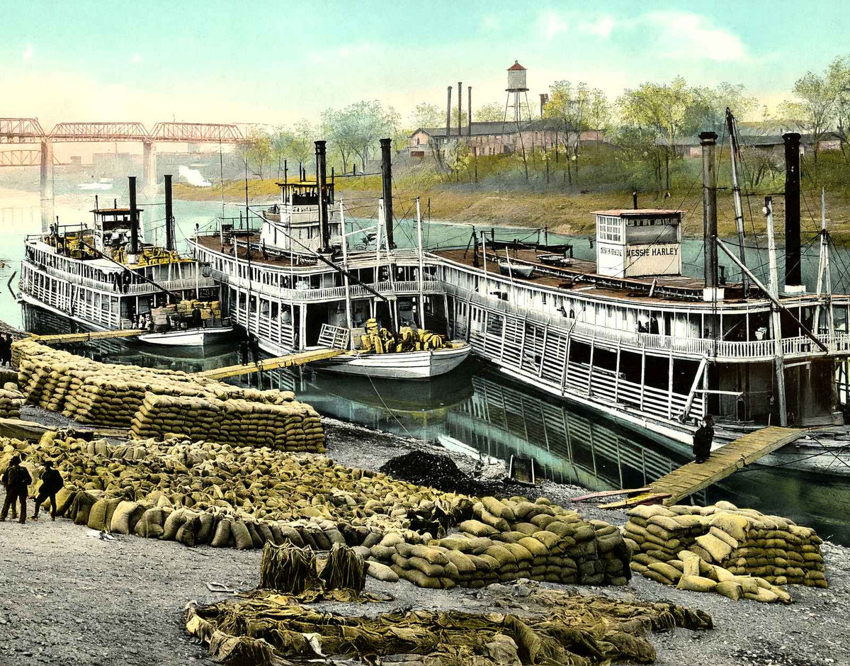 Wharf Scene, Nashville, TN vintage print