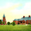 Chapel and Memorial Hall, Lawrenceville, NJ vintage print