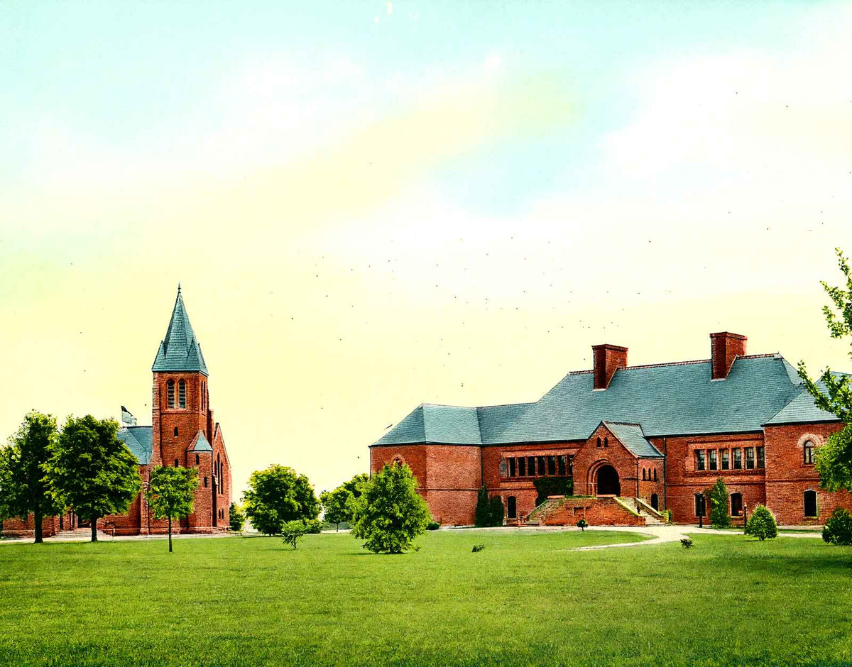 Chapel and Memorial Hall, Lawrenceville, NJ vintage print