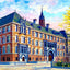 High School, Scranton, PA in 1907 painting