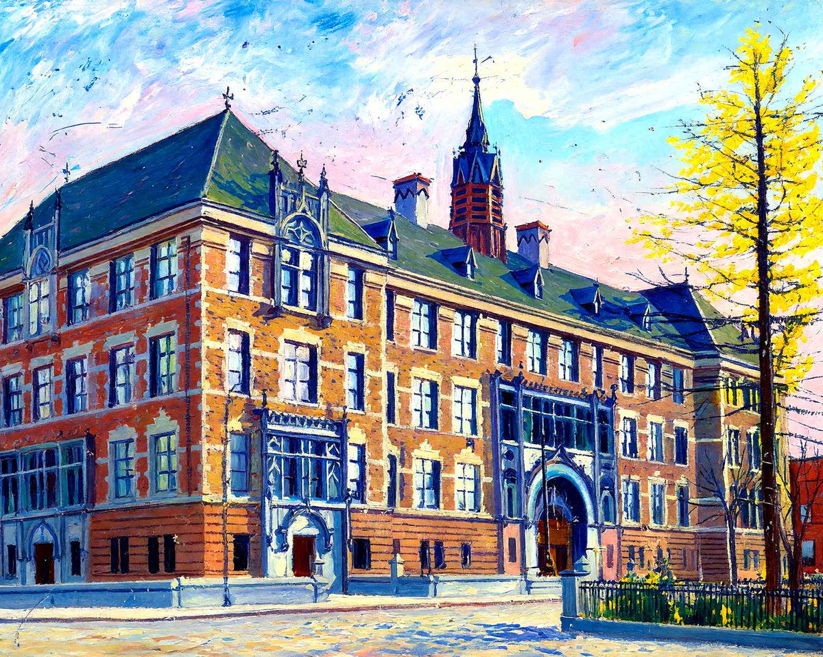 High School, Scranton, PA in 1907 painting