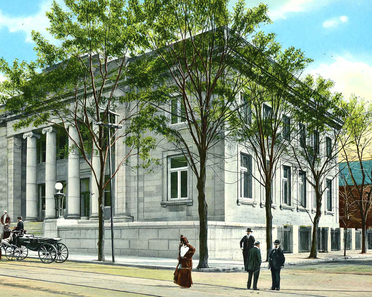 Free Public Library, Paterson, NJ in 1905 vintage print