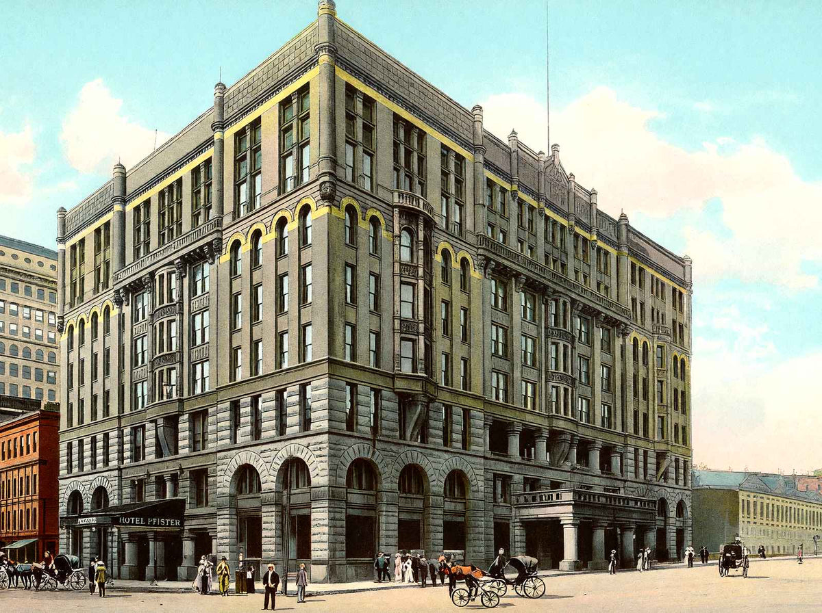 Hotel Pfister, Milwaukee, WI in 1905 vintage print