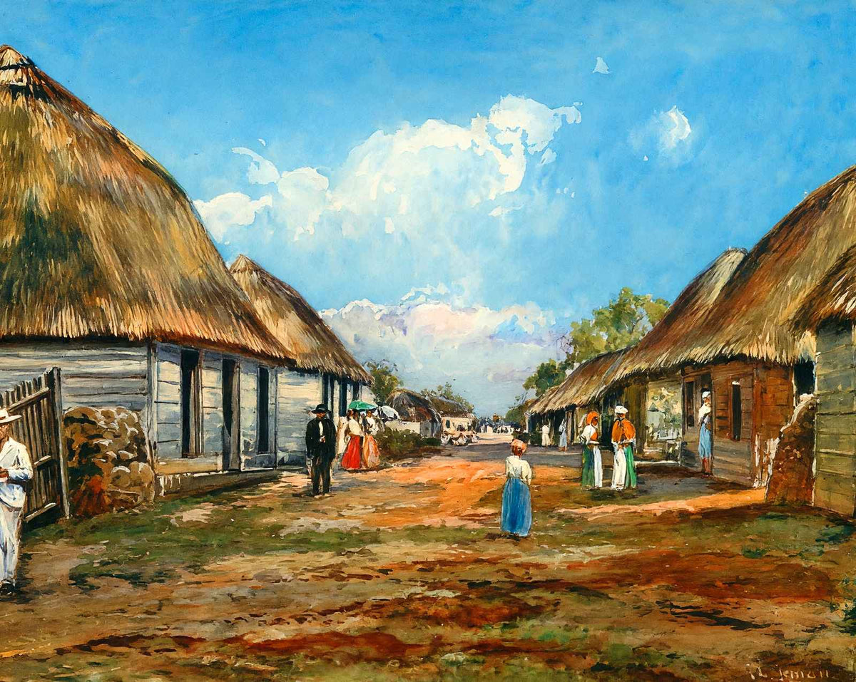 Street in a Cuban Village, Cuba in 1921 painting