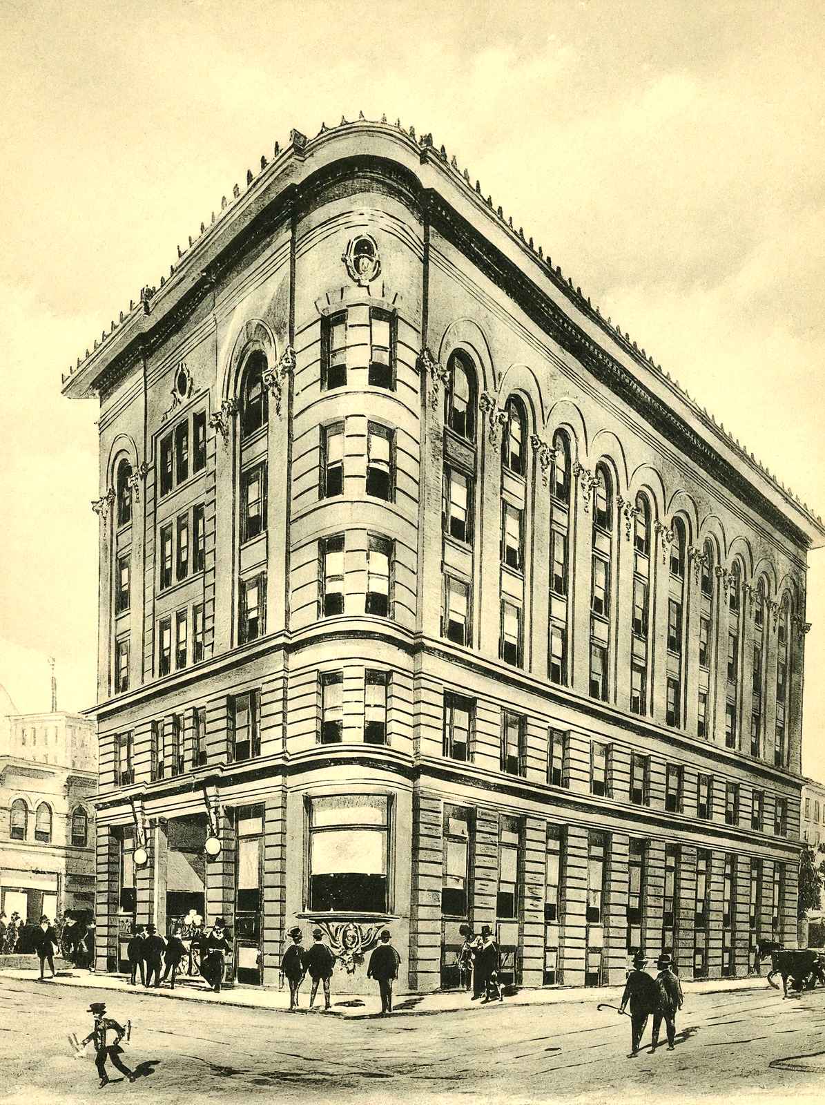 Trust Building, Durham, NC in 1904 vintage print