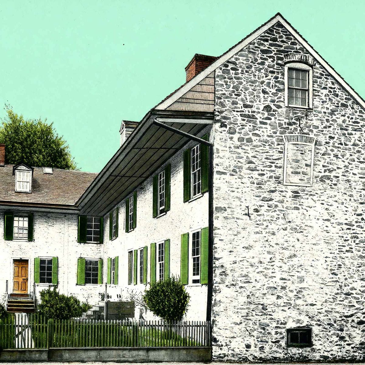 Old Revolutionary Barracks, Trenton, NJ vintage print