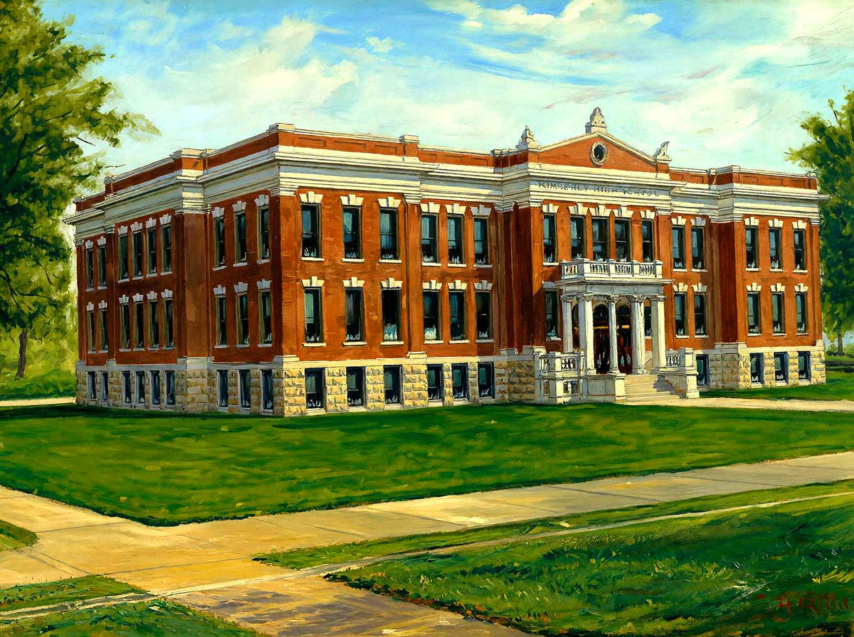 Kimberly High School, Neenah, WI in 1905 art print