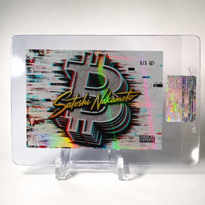 Satoshi Nakamoto Bitcoin Trading Card Glitch Matrix 2026 GleeBeeCo Holo Grid 1/1