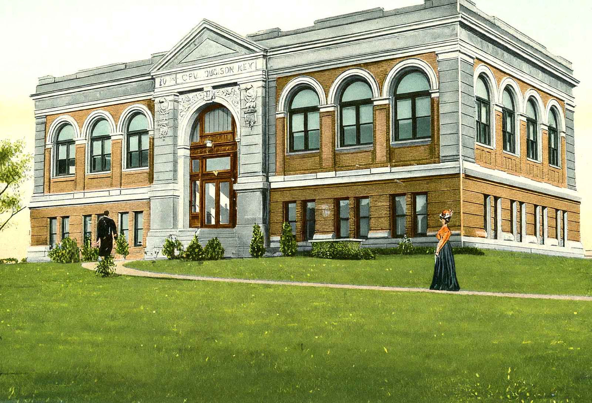 Public Library, Easton, PA in 1908 vintage print
