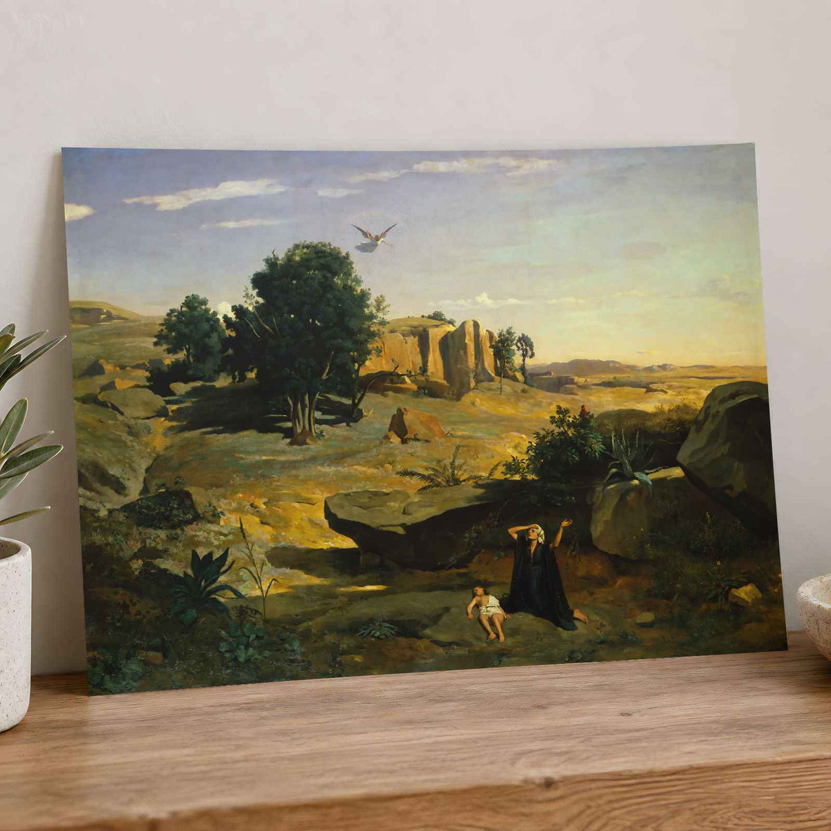 Hagar in the Wilderness art print by Camille Corot (1835)