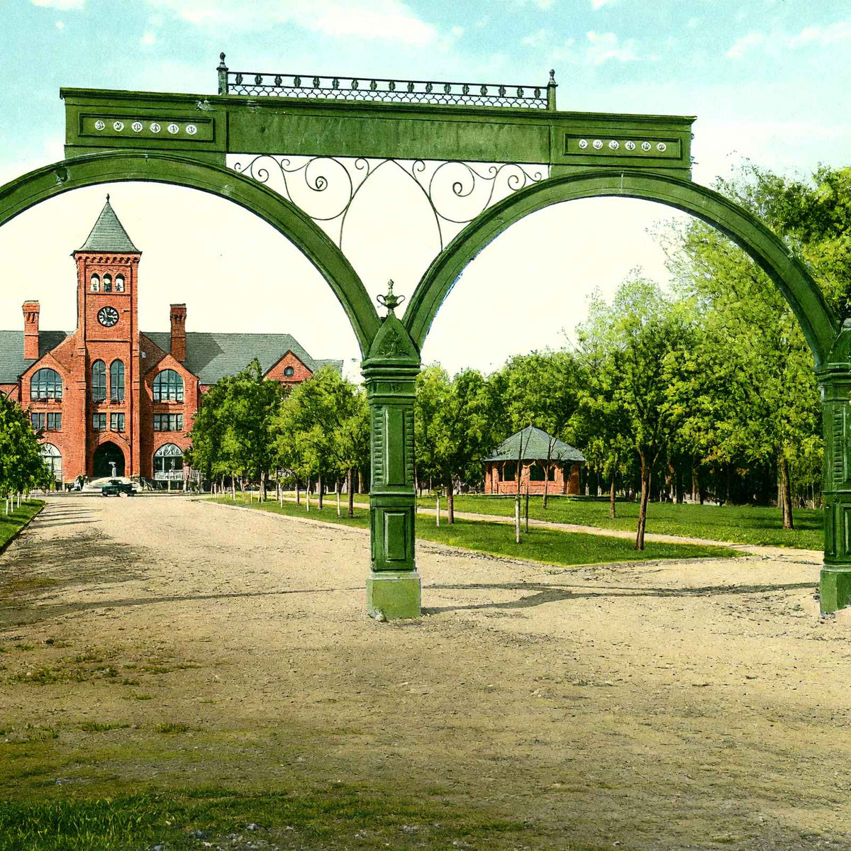 Trinity College Gates & Main Bldg, Durham vintage print