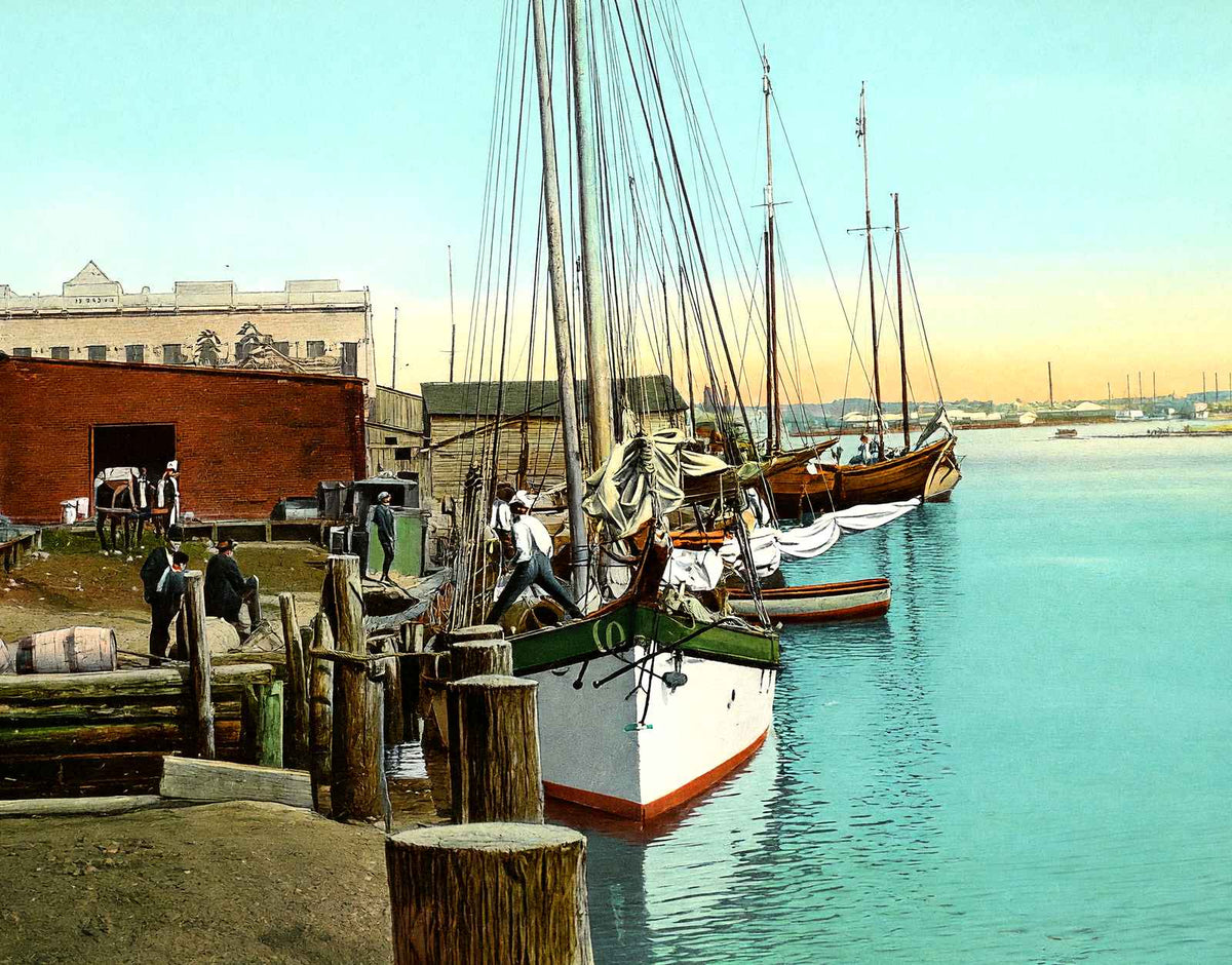 River Front, Elizabeth City, NC in 1907 vintage print