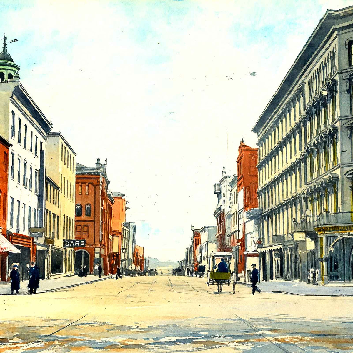 Harrisburg PA Market Street in 1907 art print