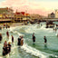 Boardwalk and Beach, Atlantic City, NJ vintage print