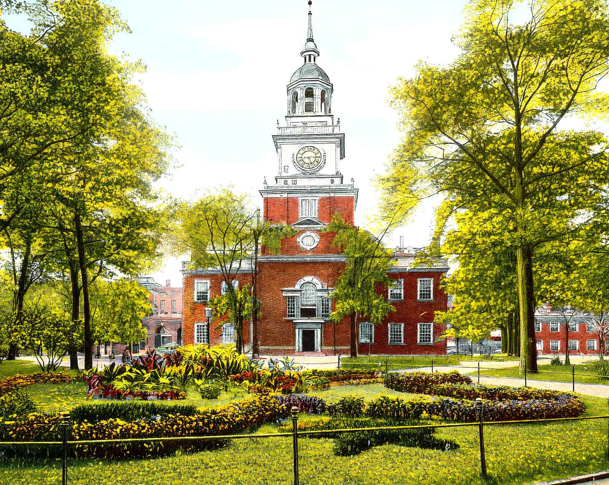 Independence Hall, Philadelphia PA in 1906 vintage print