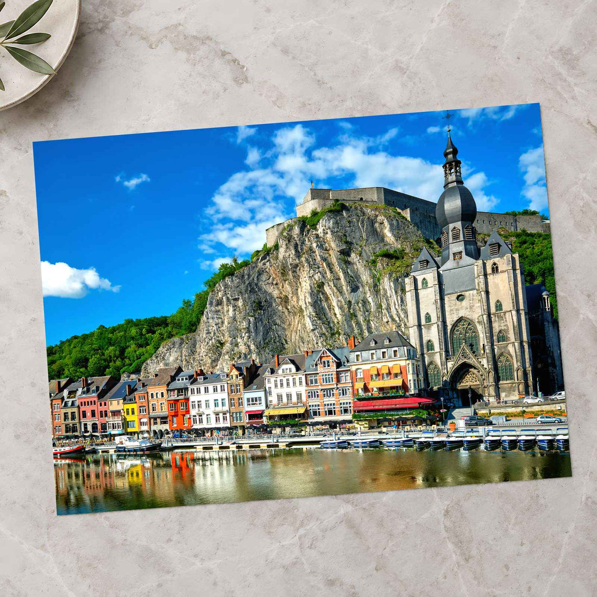 Church and Town by Sea Photo Print Wall Decor