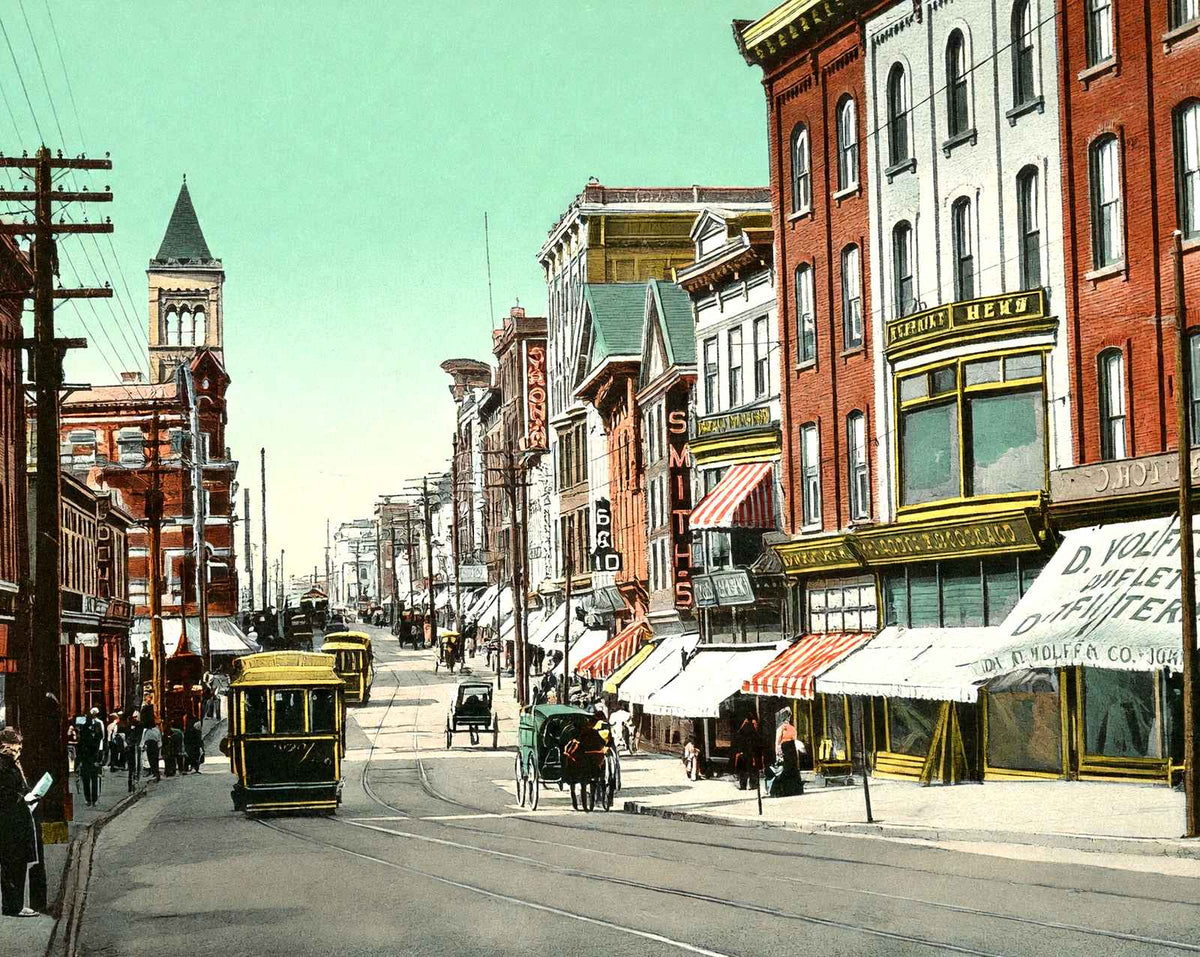 Broad Street Looking North, Trenton, NJ vintage print