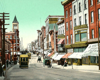 Broad Street Looking North, Trenton, NJ vintage print