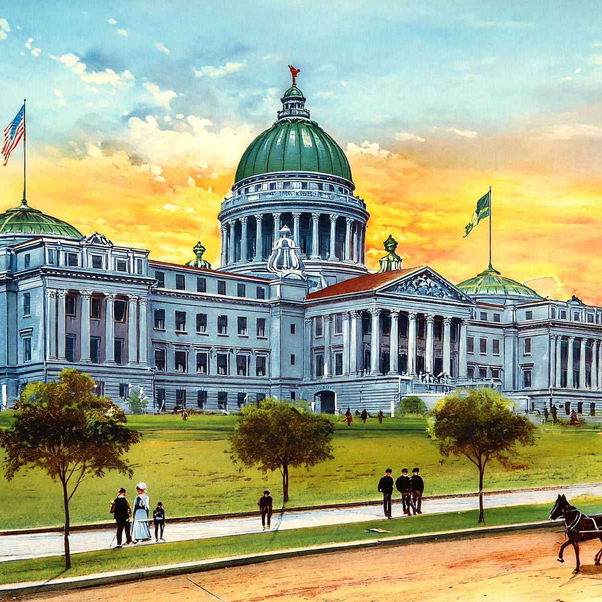 Mississippi State Capitol, Jackson, MS vintage print