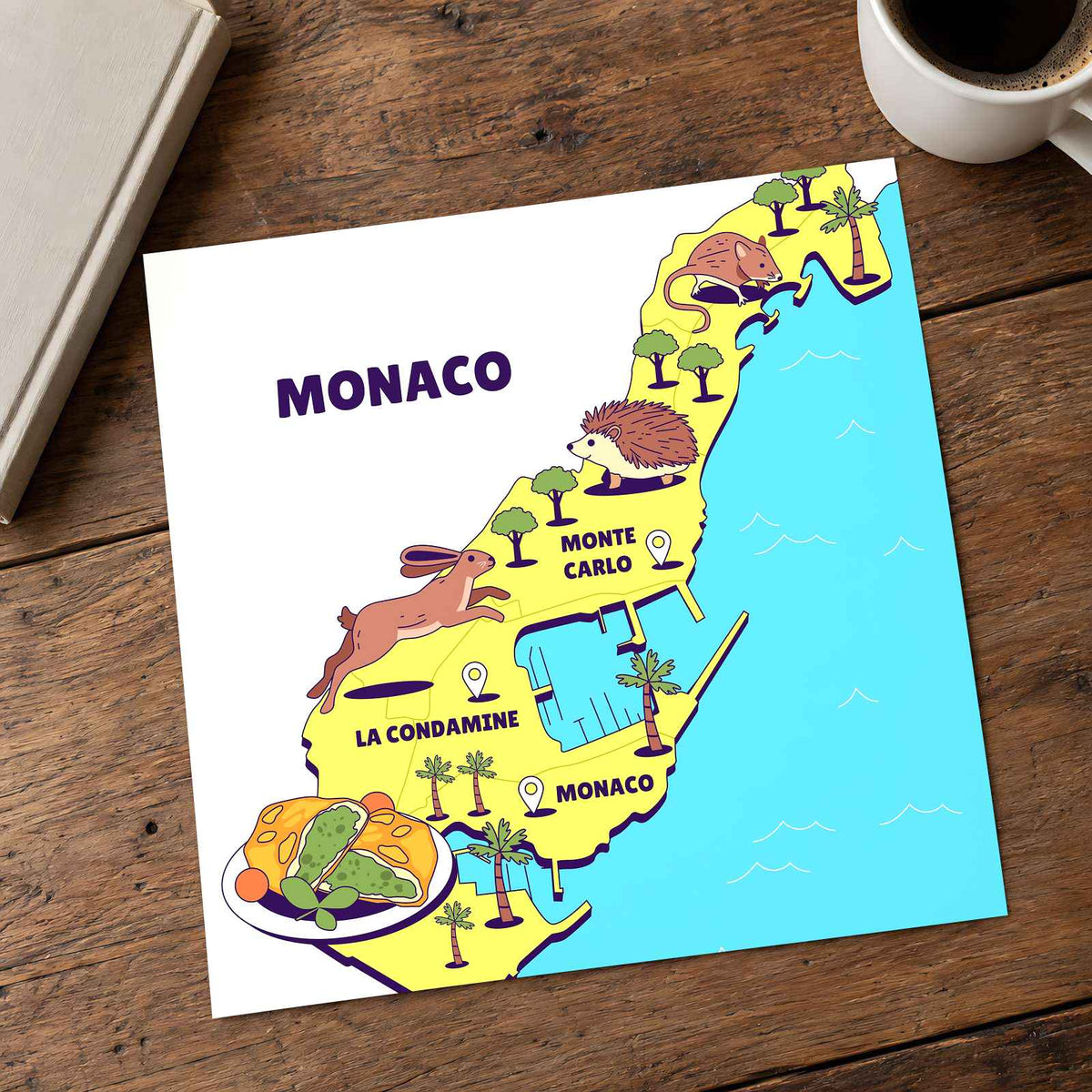 Map of the State of Monaco by Tri wiranto Art Print Wall Decor